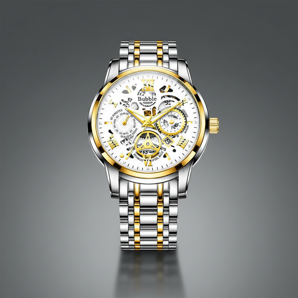 White & Gold Bubble Quartz Watch