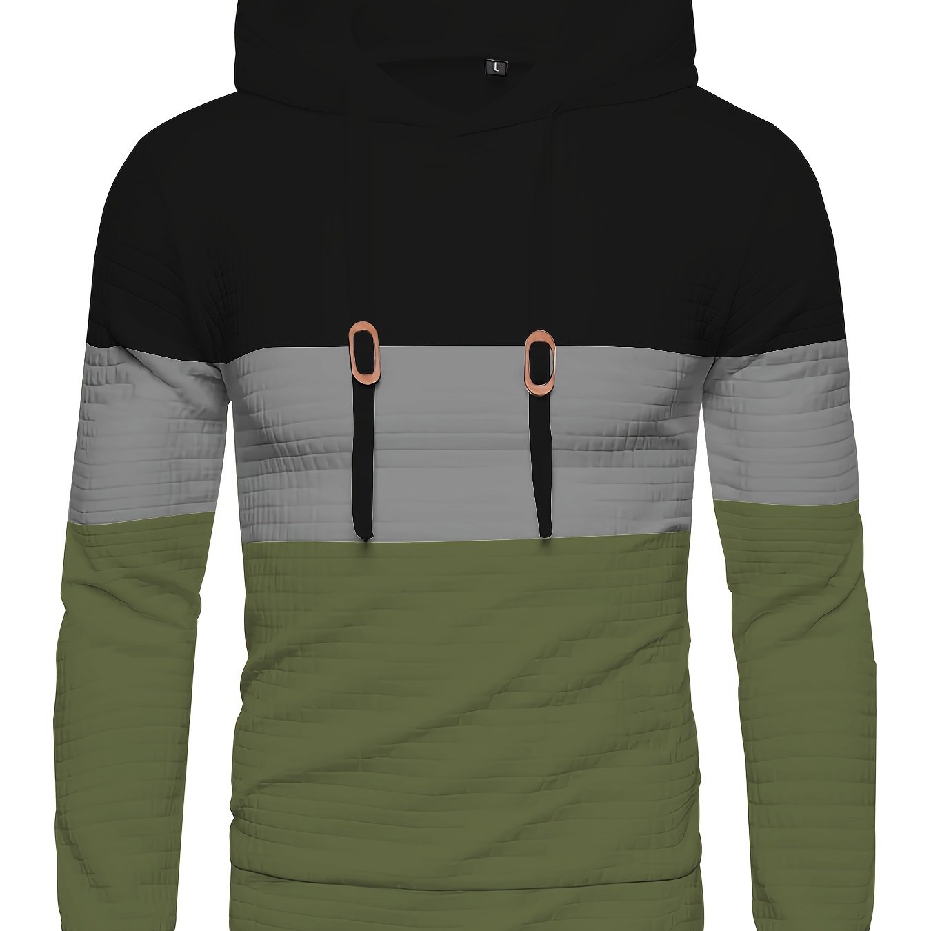Color Block Cool Hoodies For Men, Men's Casual Waffle Pattern Pullover Hooded Sweatshirt With Kangaroo Pocket Streetwear For Winter Fall, As Gifts, Old Money Style