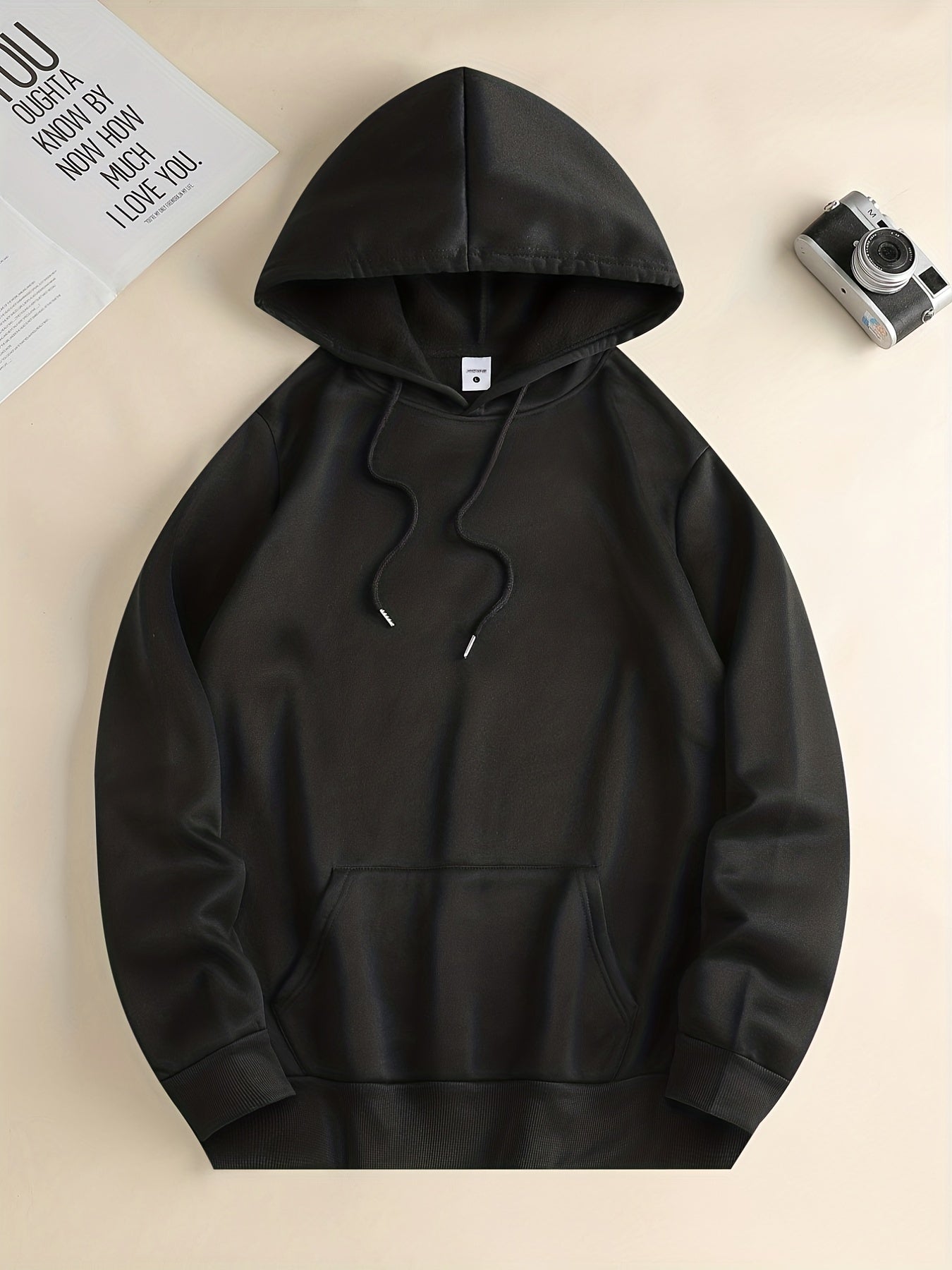 Cute Cartoon Bear With Hat Print Hoodie, Hoodies For Men, Men's Casual Graphic Design Pullover Hooded Sweatshirt With Kangaroo Pocket For Spring Fall, As Gifts