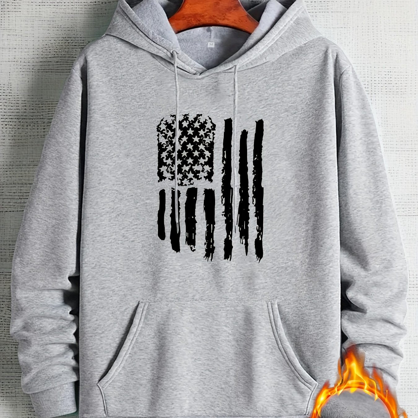 Street Casual American Flag Print Sweatshirt, Suitable For Outdoor Sports, For Autumn And Winter, Fashionable And Versatile, Can Be Paired With Hip-hop Nec
