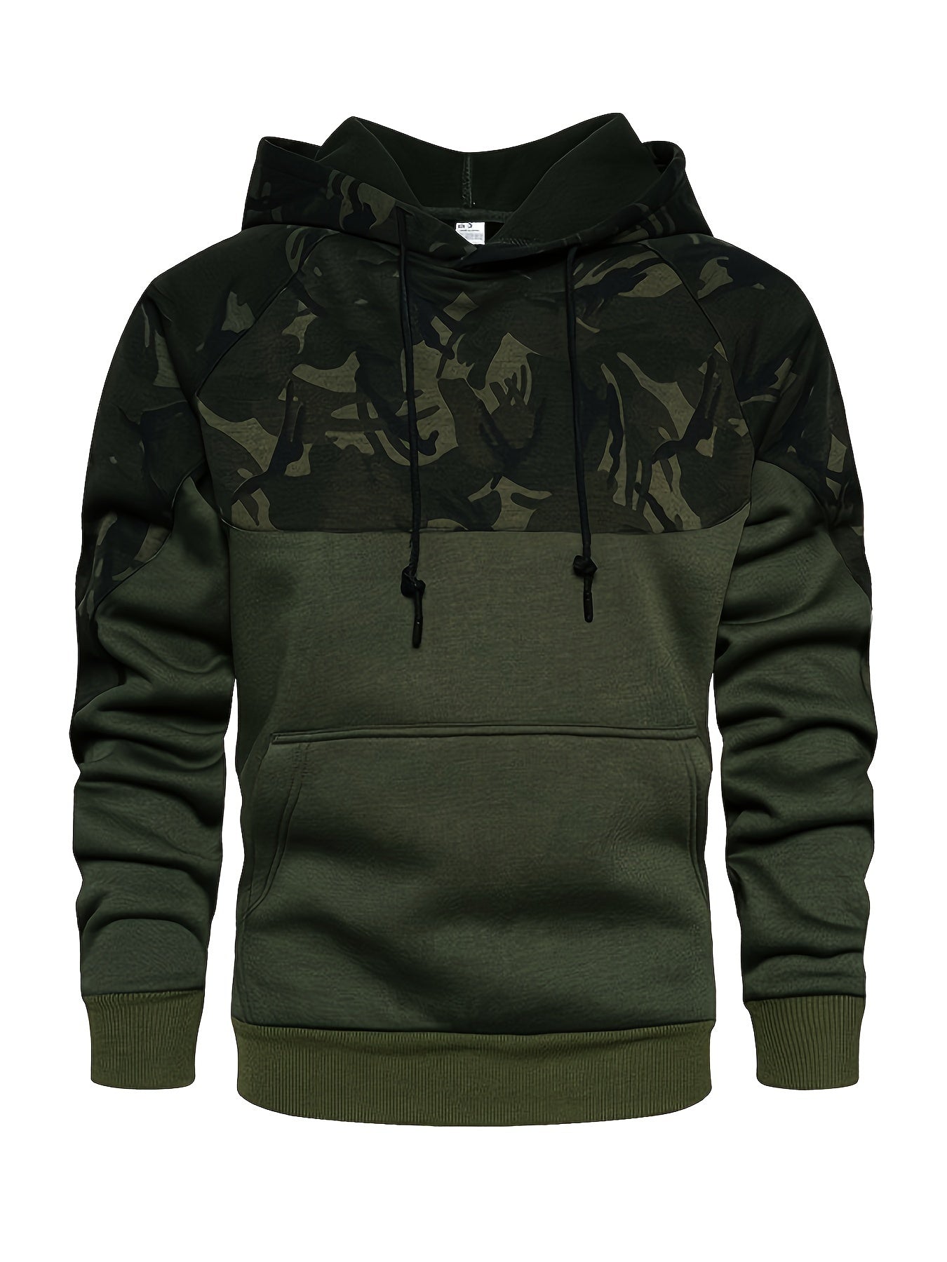 Camouflage Hoodie, Cool Hoodies For Men, Men's Casual Color Block Design Hooded Sweatshirt With Kangaroo Pocket Streetwear For Winter Fall, As Gifts