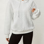 Solid Textured Drawstring Hoodies, Casual Long Sleeve Versatile Sweatshirt, Women's Clothing