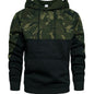 Camouflage Hoodie, Cool Hoodies For Men, Men's Casual Color Block Design Hooded Sweatshirt With Kangaroo Pocket Streetwear For Winter Fall, As Gifts