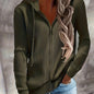 [Zip Up Hoodies Sweatshirt] Zip Up Drawstring Hoodies, Casual Soldi Long Sleeve Sweatshirt, Women's Clothing