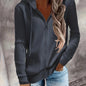 [Zip Up Hoodies Sweatshirt] Zip Up Drawstring Hoodies, Casual Soldi Long Sleeve Sweatshirt, Women's Clothing