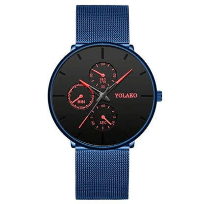 2025 Mens Luxury Watches for Men Business Casual Ultra Thin Clock, Stainless Steel, Mesh Belt