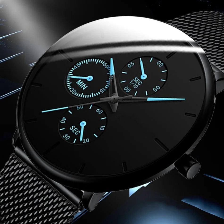 2025 Mens Luxury Watches for Men Business Casual Ultra Thin Clock, Stainless Steel, Mesh Belt