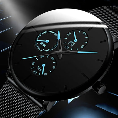 2025 Mens Luxury Watches for Men Business Casual Ultra Thin Clock, Stainless Steel, Mesh Belt
