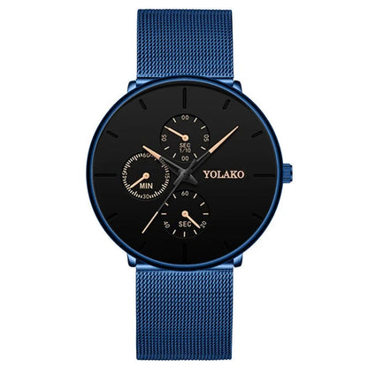 2025 Mens Luxury Watches for Men Business Casual Ultra Thin Clock, Stainless Steel, Mesh Belt