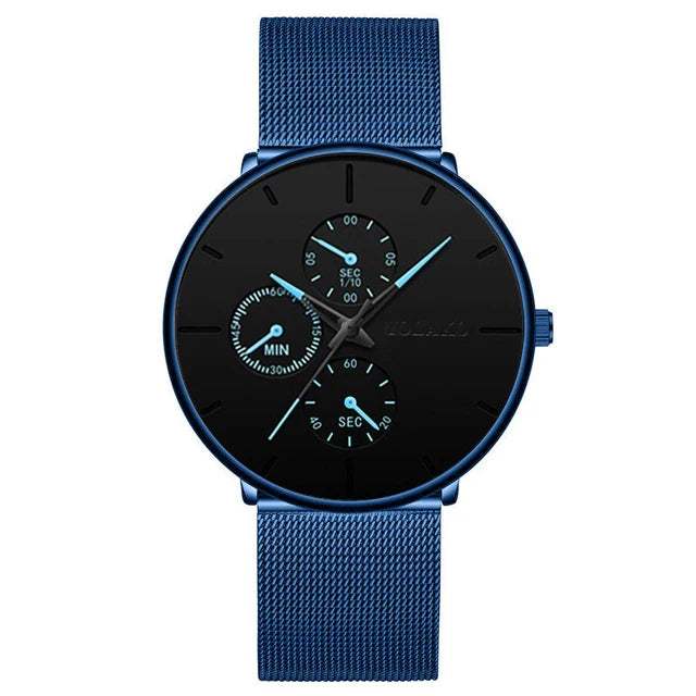 2025 Mens Luxury Watches for Men Business Casual Ultra Thin Clock, Stainless Steel, Mesh Belt