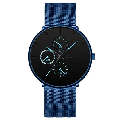 2025 Mens Luxury Watches for Men Business Casual Ultra Thin Clock, Stainless Steel, Mesh Belt