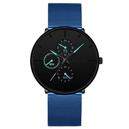 2025 Mens Luxury Watches for Men Business Casual Ultra Thin Clock, Stainless Steel, Mesh Belt