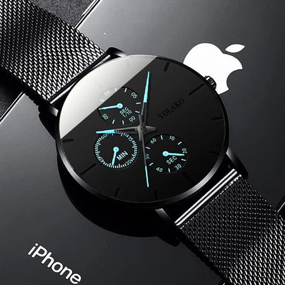 2025 Mens Luxury Watches for Men Business Casual Ultra Thin Clock, Stainless Steel, Mesh Belt