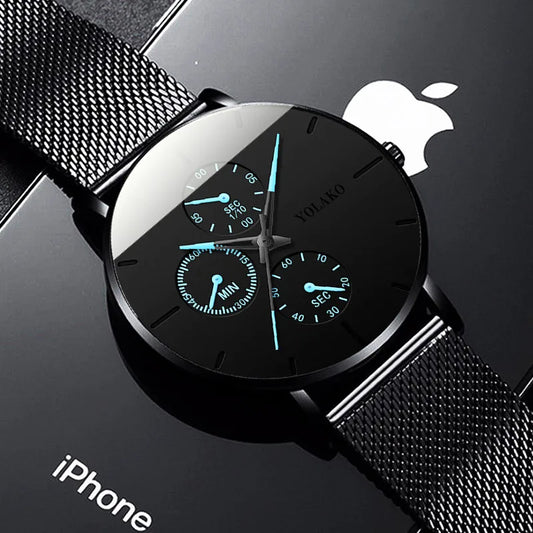2025 Mens Luxury Watches for Men Business Casual Ultra Thin Clock, Stainless Steel, Mesh Belt