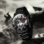 Men's Luxury Black Stainless Steel Quartz Wrist Watch.