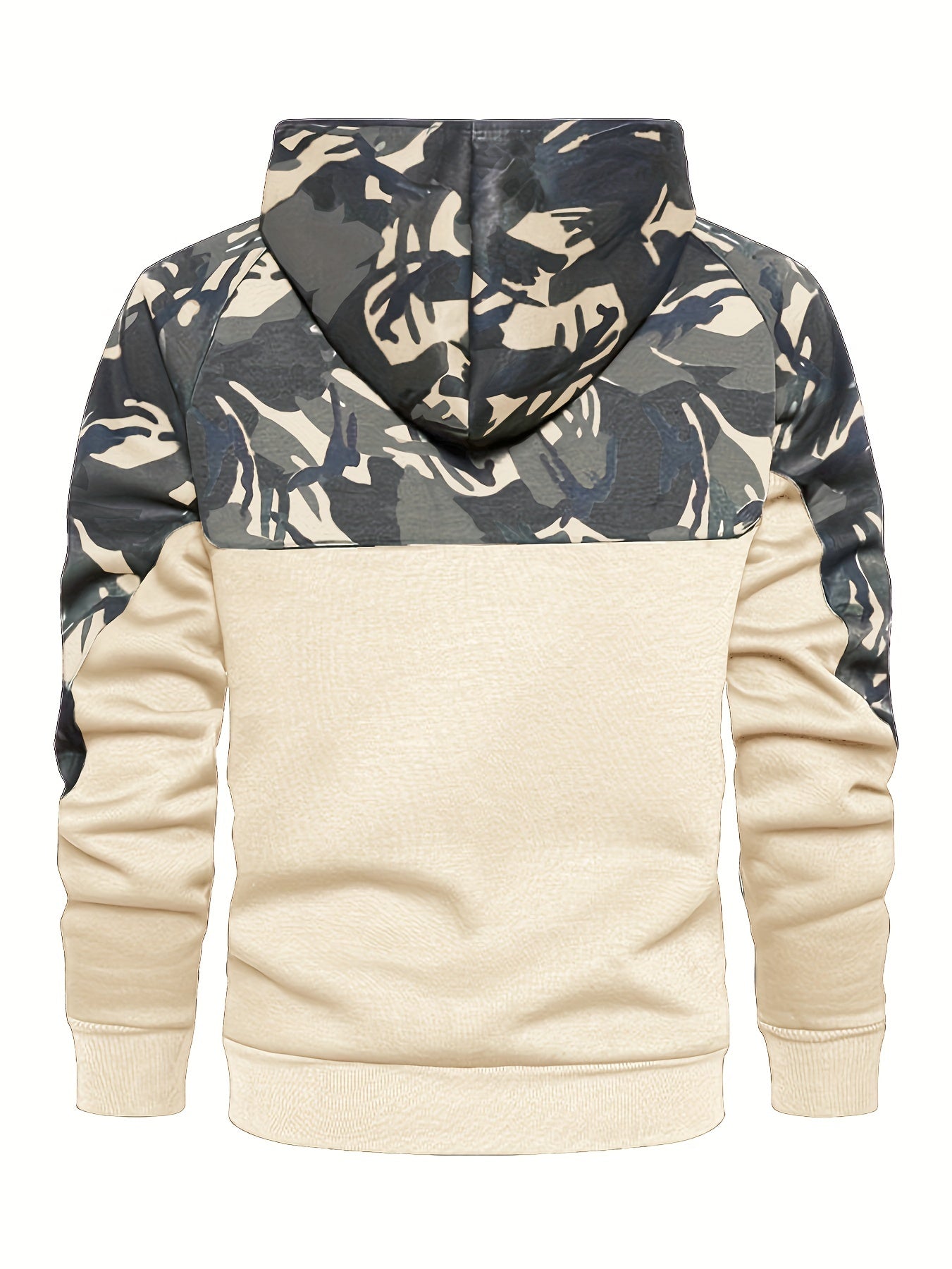 Camouflage Hoodie, Cool Hoodies For Men, Men's Casual Color Block Design Hooded Sweatshirt With Kangaroo Pocket Streetwear For Winter Fall, As Gifts