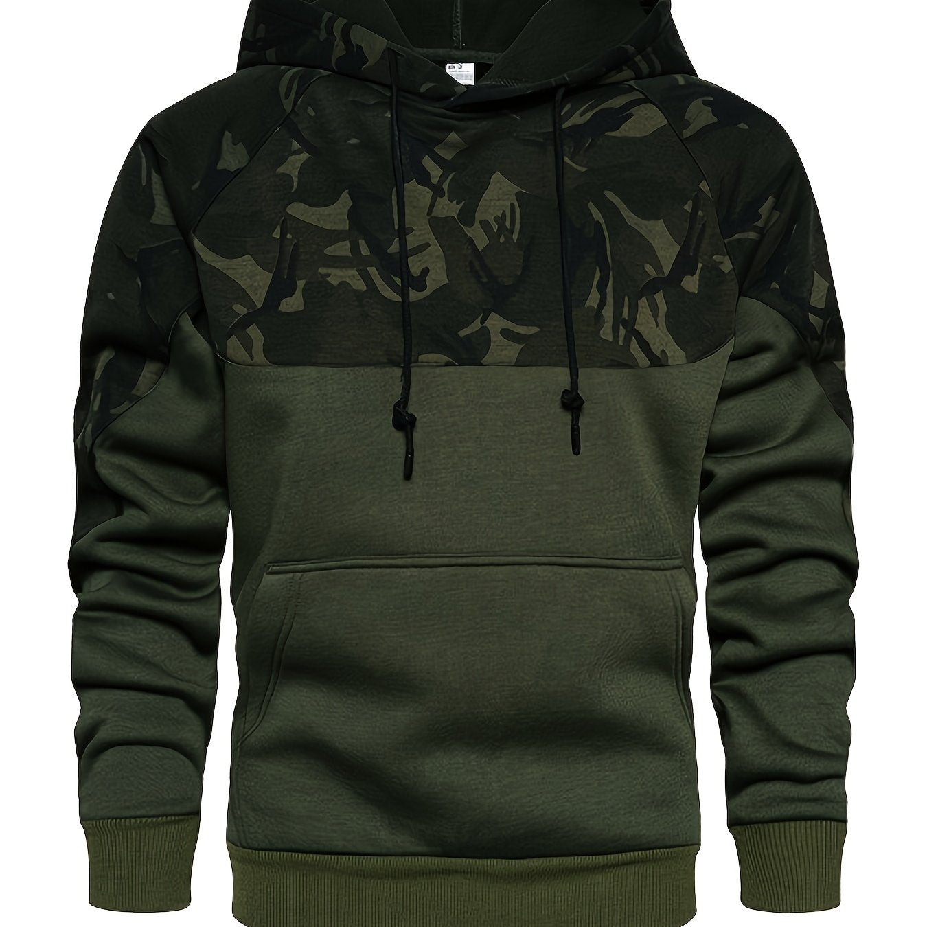 Camouflage Hoodie, Cool Hoodies For Men, Men's Casual Color Block Design Hooded Sweatshirt With Kangaroo Pocket Streetwear For Winter Fall, As Gifts