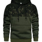 Camouflage Hoodie, Cool Hoodies For Men, Men's Casual Color Block Design Hooded Sweatshirt With Kangaroo Pocket Streetwear For Winter Fall, As Gifts