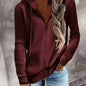 [Zip Up Hoodies Sweatshirt] Zip Up Drawstring Hoodies, Casual Soldi Long Sleeve Sweatshirt, Women's Clothing