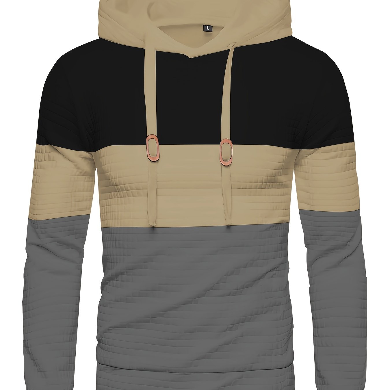 Color Block Cool Hoodies For Men, Men's Casual Waffle Pattern Pullover Hooded Sweatshirt With Kangaroo Pocket Streetwear For Winter Fall, As Gifts, Old Money Style