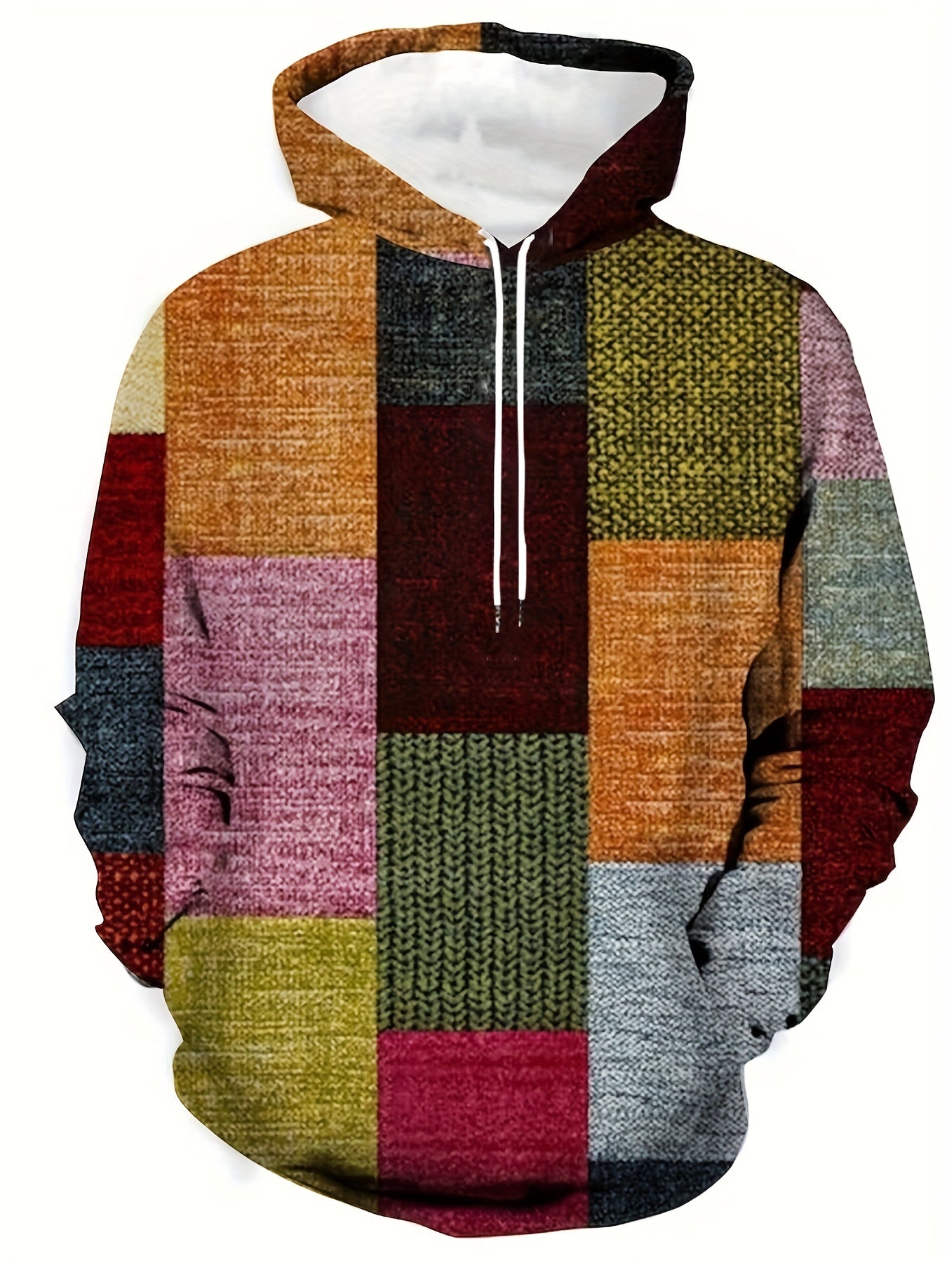 Men's Spring & Autumn Patchwork Sweatshirt Hoodies For Sports/outdoor, Men's Clothing, Plus Size