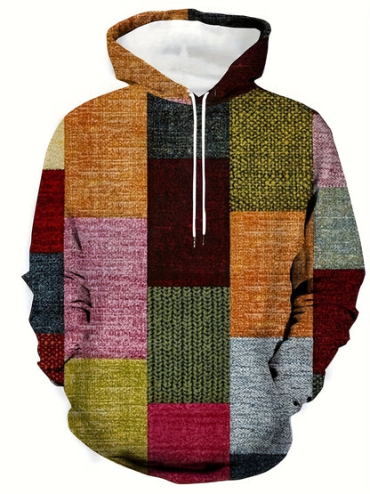 Men's Spring & Autumn Patchwork Sweatshirt Hoodies For Sports/outdoor, Men's Clothing, Plus Size