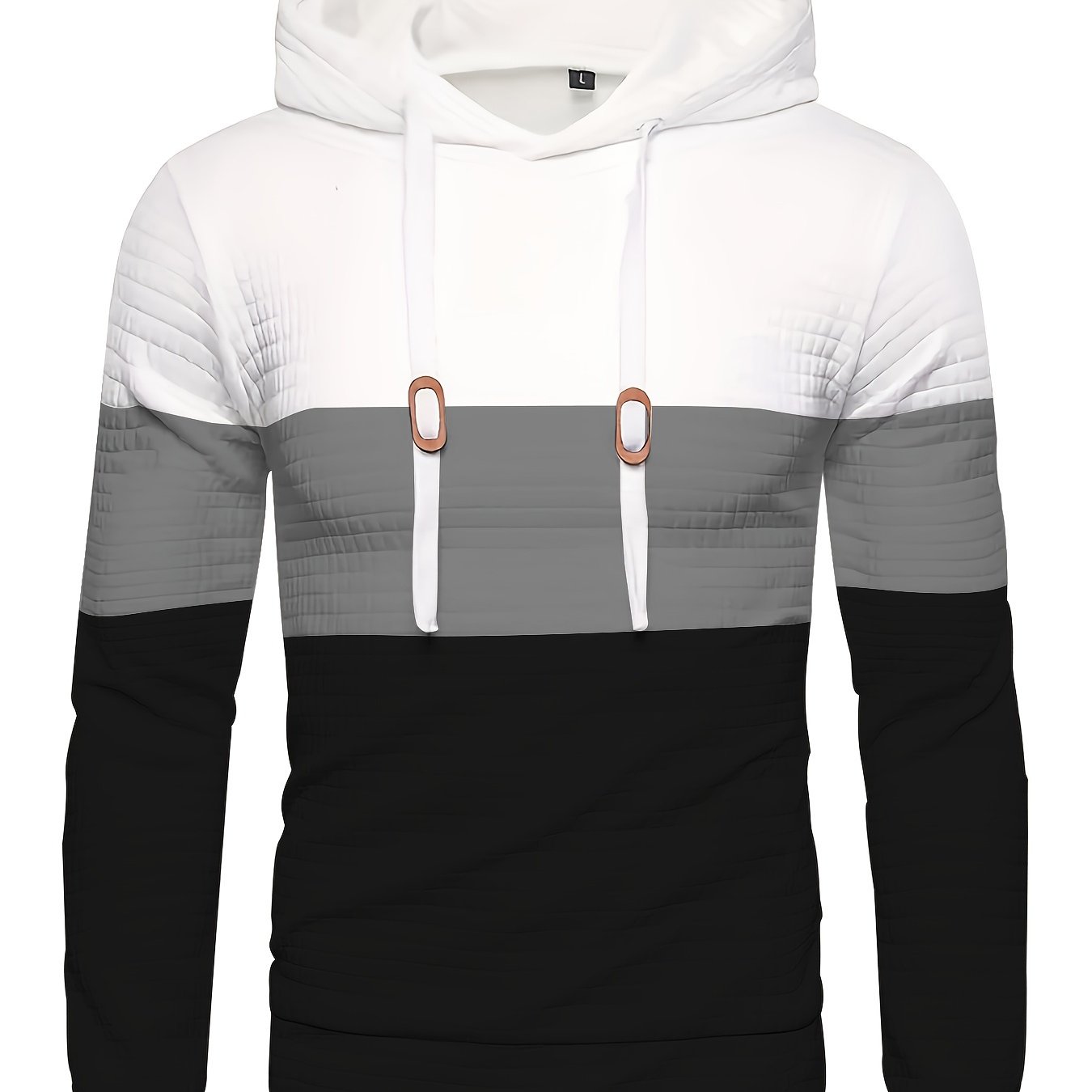 Color Block Cool Hoodies For Men, Men's Casual Waffle Pattern Pullover Hooded Sweatshirt With Kangaroo Pocket Streetwear For Winter Fall, As Gifts, Old Money Style