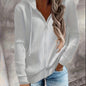[Zip Up Hoodies Sweatshirt] Zip Up Drawstring Hoodies, Casual Soldi Long Sleeve Sweatshirt, Women's Clothing