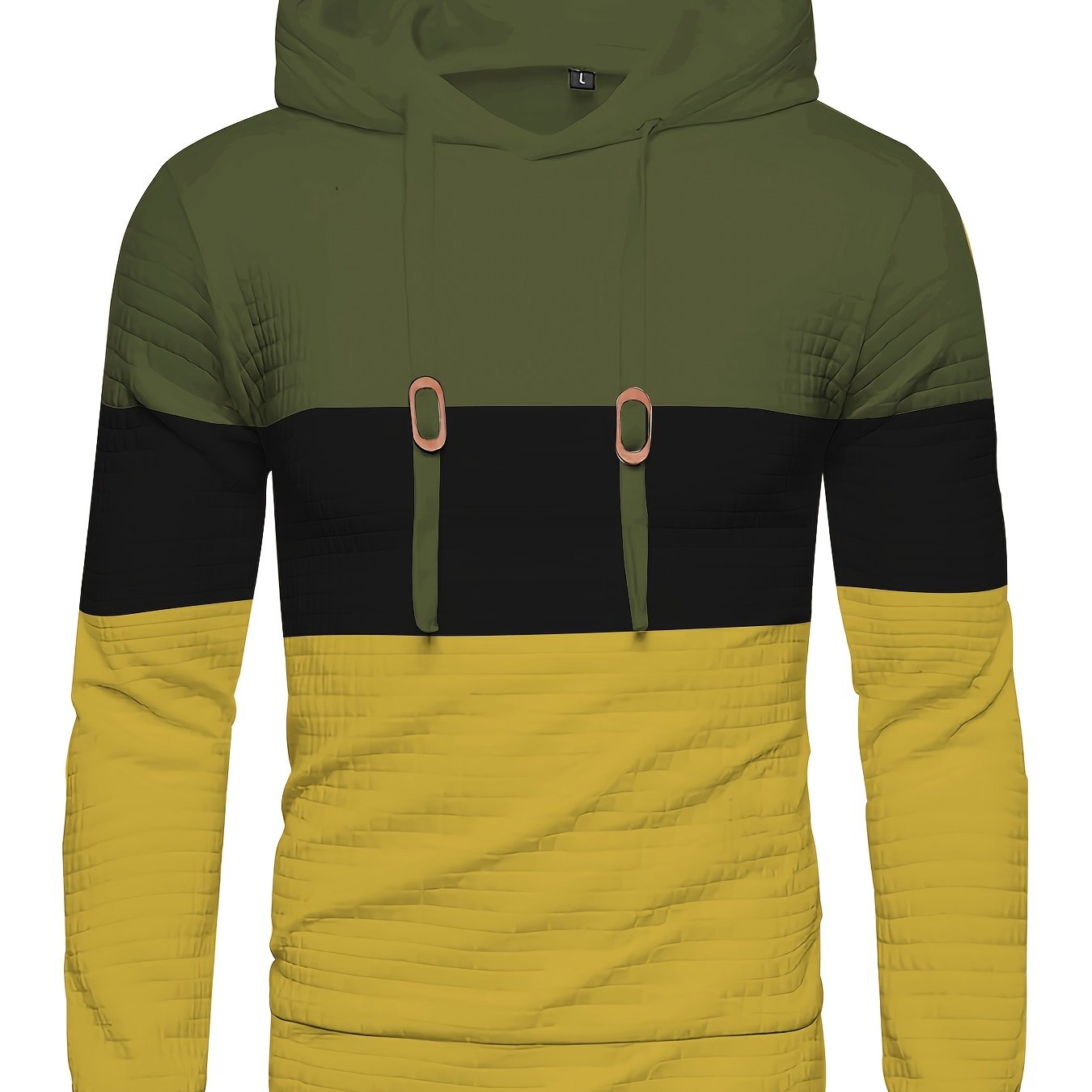 Color Block Cool Hoodies For Men, Men's Casual Waffle Pattern Pullover Hooded Sweatshirt With Kangaroo Pocket Streetwear For Winter Fall, As Gifts, Old Money Style