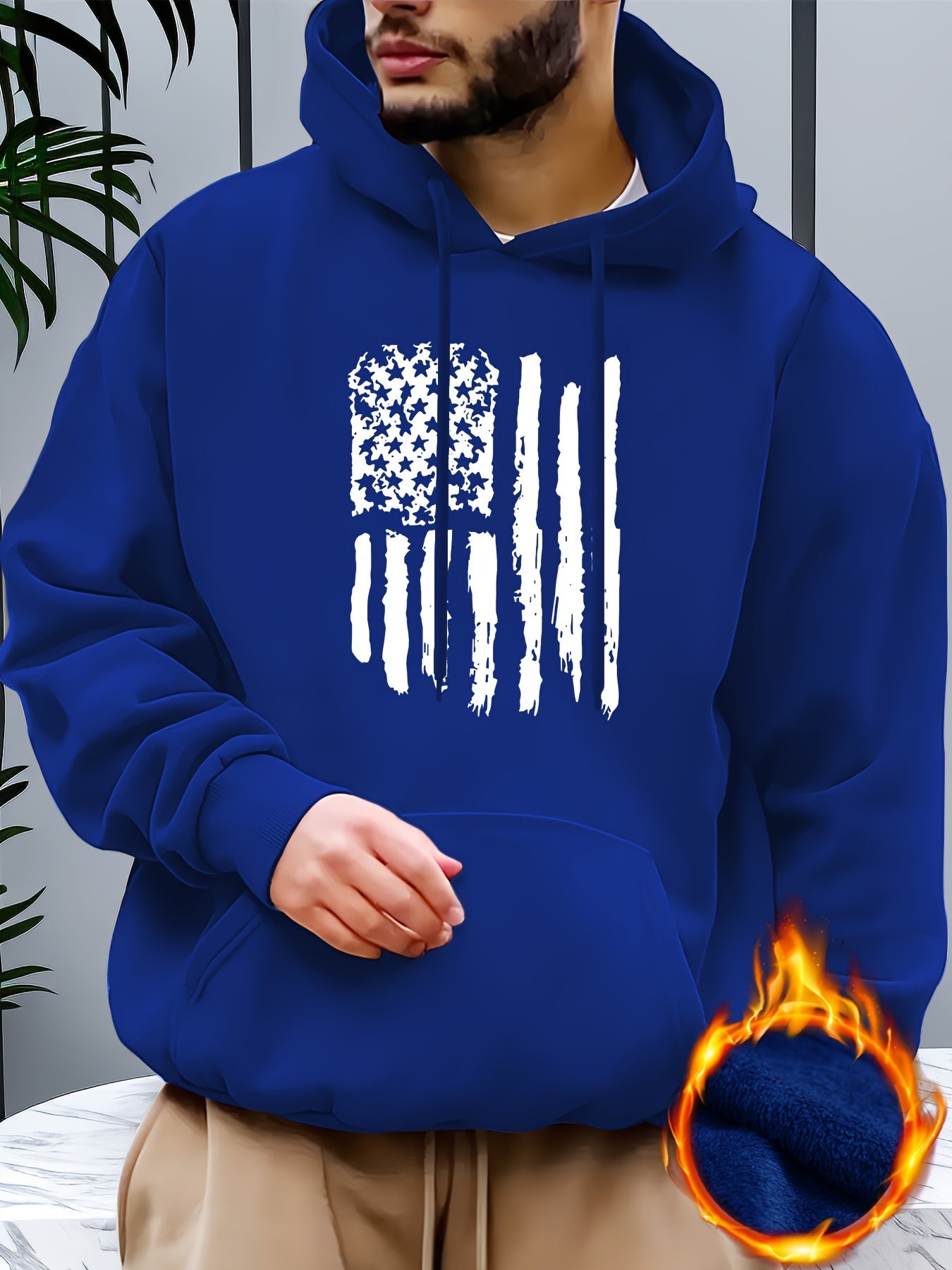 Street Casual American Flag Print Sweatshirt, Suitable For Outdoor Sports, For Autumn And Winter, Fashionable And Versatile, Can Be Paired With Hip-hop Nec