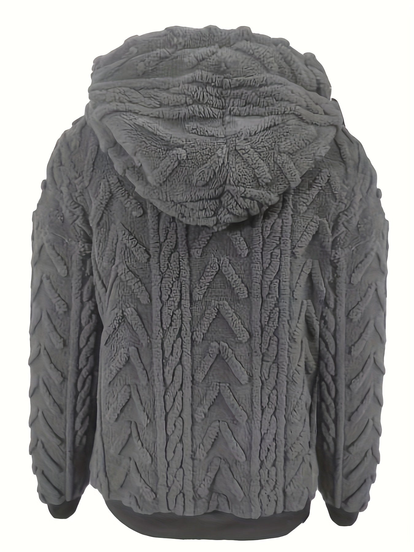 Drawstring Teddy Hoodies, Casual Long Sleeve Solid Sweatshirt, Women's Clothing