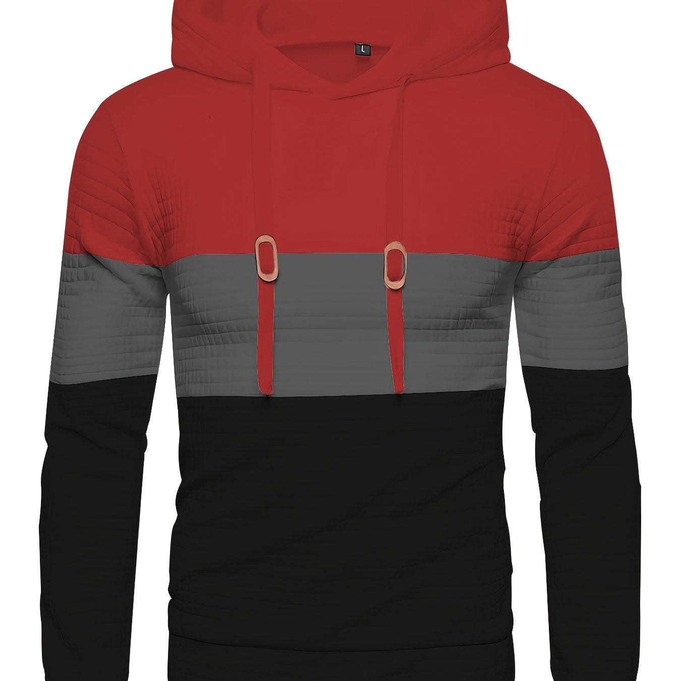 Color Block Cool Hoodies For Men, Men's Casual Waffle Pattern Pullover Hooded Sweatshirt With Kangaroo Pocket Streetwear For Winter Fall, As Gifts, Old Money Style