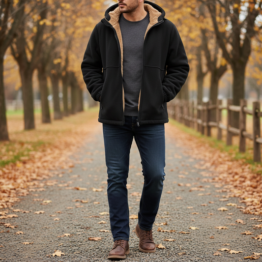 Heavy-Duty Fleece Jacket with Hood