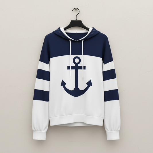 Anchor Print Drawstring Hoodie
