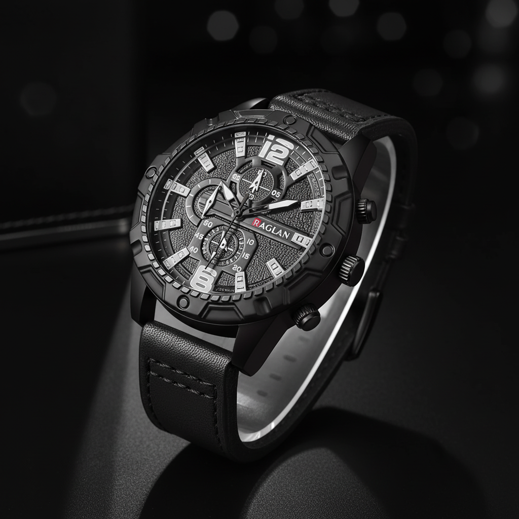 Raglan Black Leather Watch