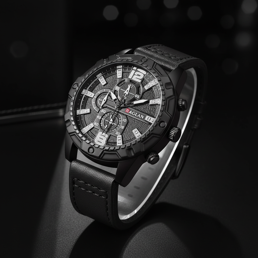 Raglan Black Leather Watch