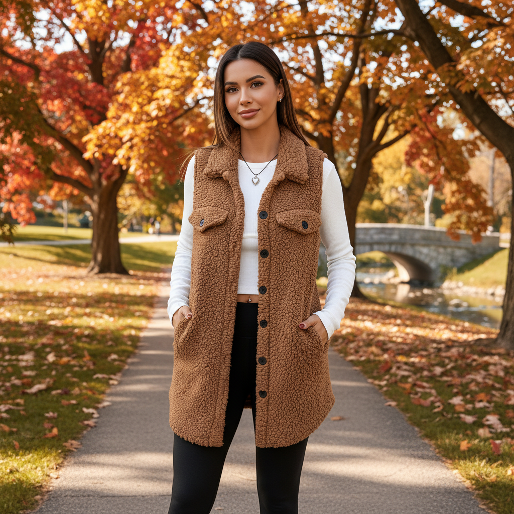 Sleeveless Button up with Faux Pockets