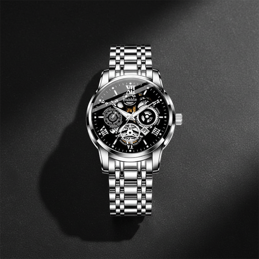 Black & Silver Bubble Quartz Watch